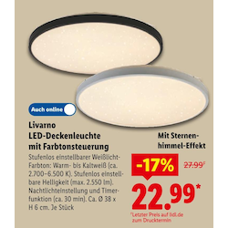 LED-Deckenleuchte mit Farbtonsteuerung