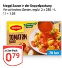 Sauce in der Doppelpackung im Angebot bei GLOBUS in Kaiserslautern Sauce in der Doppelpackung Angebote von Maggi bei GLOBUS Kaiserslautern für 0,79 €