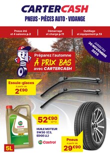 Catalogue Carter-Cash de la semaine 44, "Préparez l'automne À PRIX BAS avec CARTERCASH", page 1, 30/10/2025 - 30/11/2025 Prospectus Carter-Cash en cours, "Préparez l'automne À PRIX BAS avec CARTERCASH", page 1 sur 15