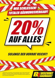 B1 Discount Baumarkt Prospekt für Erfurt mit 2 Seiten B1 Discount Baumarkt Prospekt für Erfurt: "WIR SCHLIESSEN! TOTALER RÄUMUNGSVERKAUF!", 2 Seiten, 29.11.2025 - 12.12.2025