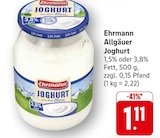 Aktuelles Allgäuer Joghurt 1,5% Fett Angebot bei E center in Ludwigshafen (Rhein) ab 1,11 €
