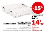 Lot de 2 boîtes de rangement / dessous de lit 35L - Super U à Brive-la-Gaillarde Lot de 2 boîtes de rangement / dessous de lit 35L en promo chez Super U Brive-la-Gaillarde à 14,99 €