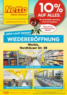 Netto Marken-Discount Prospekt "Wiedereröffnung - 10% AUF ALLES." mit  Seiten (Leinefelde-Worbis)