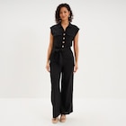 Combinaison pantalon lin mélangé noir femme dans le catalogue La Halle