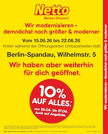 Aktueller Netto Marken-Discount Prospekt (Berlin) Netto Marken-Discount Prospekt "Vor dem Umbau 10% AUF ALLES" mit Seiten (Berlin)