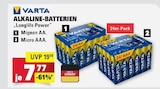 Alkaline-Batterien Longlife Power Mignon AA Angebote von Varta bei E center Mainz für 7,77 €