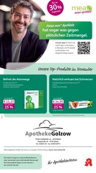 mea - meine apotheke Prospekt der Woche "Unsere November-Angebote" Seite 1, 01.11.2025 bis 30.11.2025 für Golzow Aktueller mea - meine apotheke Prospekt "Unsere November-Angebote" Seite 1 von 4 Seiten für Golzow