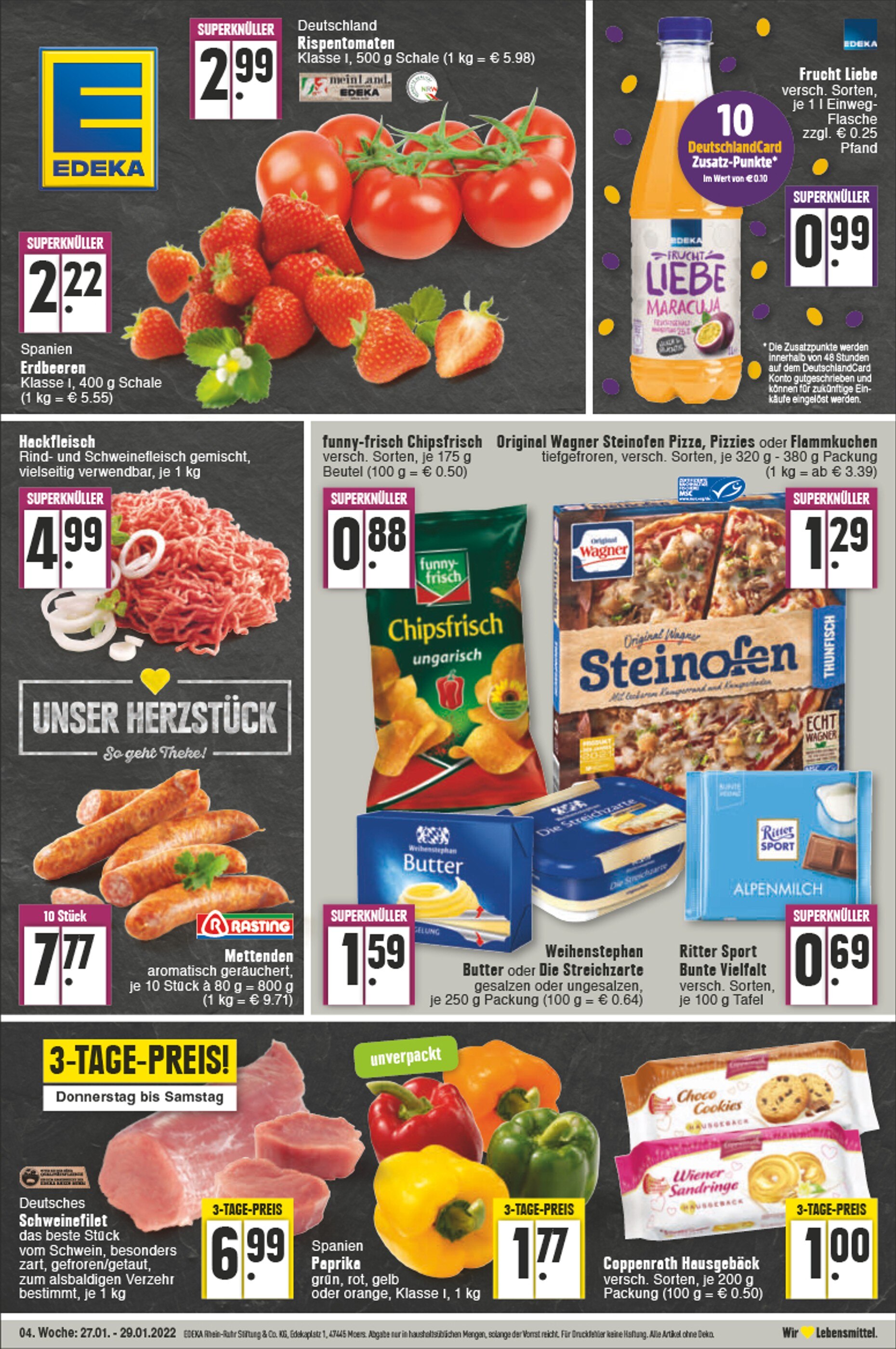 EDEKA Prospekt für Weilerswist mit 1 Seite EDEKA Prospekt für Weilerswist: "Unser Herzstück", 1 Seite, 27.01.2022 - 29.01.2022