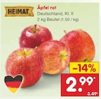 Äpfel rot im Angebot bei Netto Marken-Discount in Wunstorf Äpfel rot Angebote von HEIMAT bei Netto Marken-Discount Wunstorf für 2,99 €