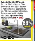Edelstahlspüle IMSA-45-GL Angebote von MONDO bei Opti-Megastore Schorndorf für 249,00 €