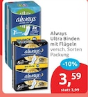 Ultra Binden mit Flügeln von Always im aktuellen budni Prospekt