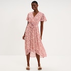 Robe longue évasée col cache-coeur rose femme dans le catalogue La Halle