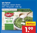 Spinat von iglo für 1,99 € bei Netto Marken-Discount im Angebot Spinat von iglo im aktuellen Netto Marken-Discount Prospekt
