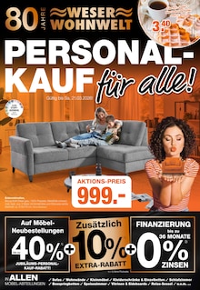 Aktueller Weser Wohnwelt Prospekt für Holzminden und Ungebung, Seiten zum blättern Weser Wohnwelt Prospekt PERSONALKAUF für alle! mit Seiten in Holzminden und Umgebung