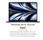 Macbook air 13'' puce m2 en promo chez Fnac Macbook air 13'' puce m2 dans le catalogue Fnac