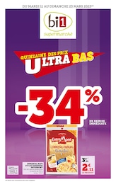 Catalogue Bi1 en cours à Labergement-Sainte-Marie et aux alentours : «LA QUINZAINE DES PRIX ULTRA BAS» avec 24 pages, valable du 11/03/2025 au 23/03/2025