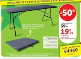 Table pliante - Super U à Clermont-Ferrand Table pliante en promo chez Super U Clermont-Ferrand à 19,99 €