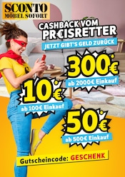 Aktueller Sconto SB Prospekt mit Kleiderschrank, "CASHBACK VOM PREISRETTER", Seite 1