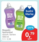 Respekt Spülmittel für 0,79 € bei budni im Angebot Respekt Spülmittel im aktuellen budni Prospekt