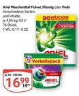 Waschmittel Pulver, Flüssig oder Pods im Angebot bei GLOBUS in Hof Waschmittel Pulver, Flüssig oder Pods Angebote von Ariel bei GLOBUS Hof für 16,99 €