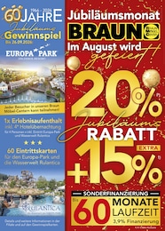 BRAUN Möbel-Center Prospekt für Konstanz mit 4 Seiten BRAUN Möbel-Center Prospekt für Konstanz: "Im August wird gefeiert!", 4 Seiten, 08.08.2026 - 22.08.2026
