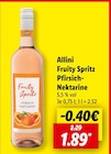 Lidl Tiste - Fruity Spritz Pfirsich-Nektarine Angebot im Prospekt Fruity Spritz Pfirsich-Nektarine bei Lidl im Tiste Prospekt für 1,89 €