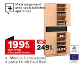 Meuble à chaussures 4 porte 1 tiroir haut Best - But à Lorient Meuble à chaussures 4 porte 1 tiroir haut Best en promo chez But Lorient à 199,99 €