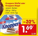 Knoppers Waffel oder Knoppers Riegel im Netto Marken-Discount Prospekt Knoppers Waffel oder Knoppers Riegel von Knoppers im aktuellen Netto Marken-Discount Prospekt für 1,69 €