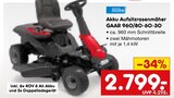 Aktuelles Akku Aufsitzrasenmäher GAAR 960/80-60-30 Angebot bei Netto Marken-Discount in Remscheid ab 2.799,00 €