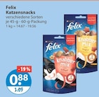 Katzensnacks im V-Markt Prospekt Katzensnacks von Felix im aktuellen V-Markt Prospekt für 0,88 €