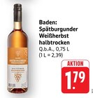 Spätburgunder Weißherbst halbtrocken Angebote von Baden bei E center Waiblingen für 1,79 €