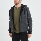 Sweat zippé capuche doublé effet sherpa gris foncé homme à 31,99 € dans le catalogue La Halle