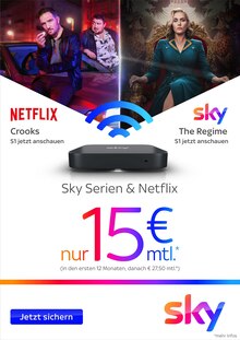Fernseher im Sky Prospekt "Sky Serien & Netflix" mit 4 Seiten (Lingen (Ems))