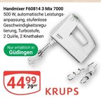 Handmixer F60814 3 Mix 7000 von KRUPS für 44,99 € bei GLOBUS im Angebot Handmixer F60814 3 Mix 7000 von KRUPS im aktuellen GLOBUS Prospekt