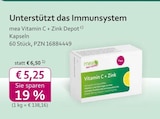 mea Vitamin C + Zink Depot Kapseln im mea - meine apotheke Prospekt mea Vitamin C + Zink Depot Kapseln von im aktuellen mea - meine apotheke Prospekt für 5,25 €