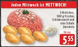 5 Brötchen, 500 g frisches Schinkenmett und eine Schale Zwiebeln bei EDEKA im Schermbeck Prospekt für 5,55 €
