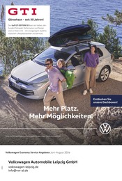 Volkswagen Werkstatt & Auto Prospekt der aktuellen Woche mit 1 Seite, gültig von 01.06.2026 bis 31.08.2026, in Krostitz und Umgebung Aktueller Volkswagen Werkstatt & Auto Prospekt in Krostitz und Umgebung, "Mehr Platz. Mehr Möglichkeiten." mit 1 Seite, 01.06.2026 - 31.08.2026
