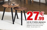 Lot de 2 tables gigognes en promo chez Bazarland Lot de 2 tables gigognes dans le catalogue Bazarland