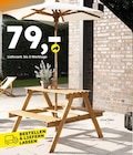Aktuelles Holz-Picknicktisch mit Sonnenschirm Angebot bei Globus-Baumarkt in Braunschweig ab 79,00 €