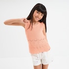 Débardeur tricot ajouré coton rose saumon fille - La Halle à Saint-Denis Débardeur tricot ajouré coton rose saumon fille en promo chez La Halle Saint-Denis à 9,99 €