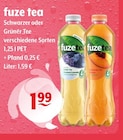 Schwarzer Tee Pfirsich oder Grüner Tee Blaubeere Lavendel Angebote von Fuze Tea bei Huster Gera für 1,99 €