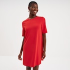 Robe droite crêpe manches courtes rouge femme en promo chez La Halle Saint-Denis à 9,99 €