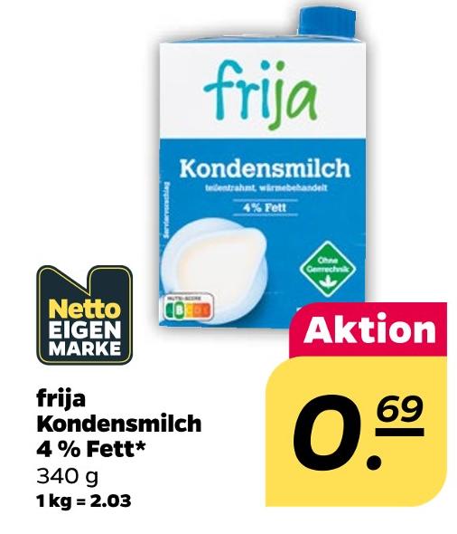 Kondensmilch 4 % Fett