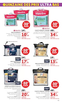 Promotion Literie dans le prospectus Hyper U, valable du 10/03/2026 au 22/03/2026 Promo Literie dans le catalogue Hyper U du moment à la page 43
