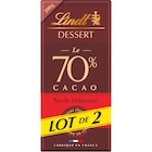 Tablette de chocolat noir intense "Lot de 2" - LINDT DESSERT - Carrefour à Sevran Tablette de chocolat noir intense "Lot de 2" - LINDT DESSERT en promo chez Carrefour Sevran à 6,25 €