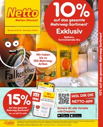 Netto Marken-Discount Prospekt für Bellheim mit 2 Seiten Netto Marken-Discount Prospekt für Bellheim: "10% auf das gesamte Mehrweg-Sortiment", 2 Seiten, 05.05.2025 - 10.05.2025