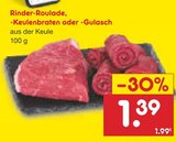 Rinder-Roulade, -Keulenbraten oder -Gulasch bei Netto Marken-Discount im Wittgensdorf Prospekt für 1,39 €