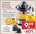 Elektrische Zitruspresse von Gourmetmaxx für 9,99 € bei Netto Marken-Discount im Angebot Elektrische Zitruspresse von Gourmetmaxx im aktuellen Netto Marken-Discount Prospekt