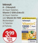 A – Z Komplett, Vitamin C 1200+Zink+D3 oder Vitamin D3 7000 von tetesept im aktuellen V-Markt Prospekt