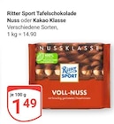 Aktuelles Tafelschokolade Nuss oder Kakao Klasse Angebot bei GLOBUS in Rostock ab 1,49 €